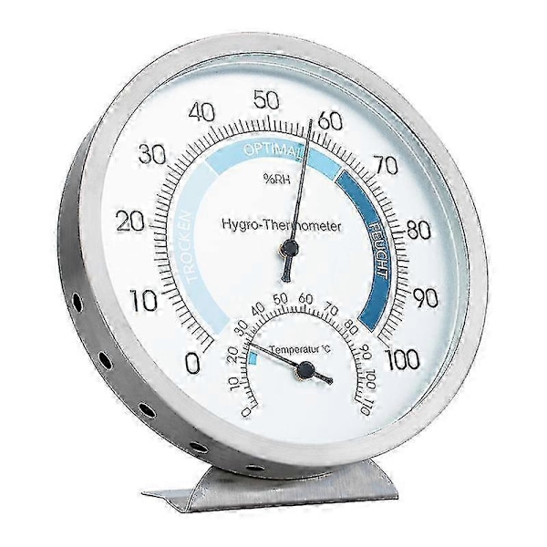 Analog Hygrometer Termometer för Inomhusbruk - Högkvalitativ Fuktmätare och Roo i Rostfritt Stål