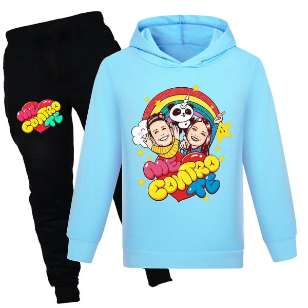 Me Contro Te Printed Kids and Tenens Sportswear Set Hette sweatshirt buksesett Light Blue 9-10 Years