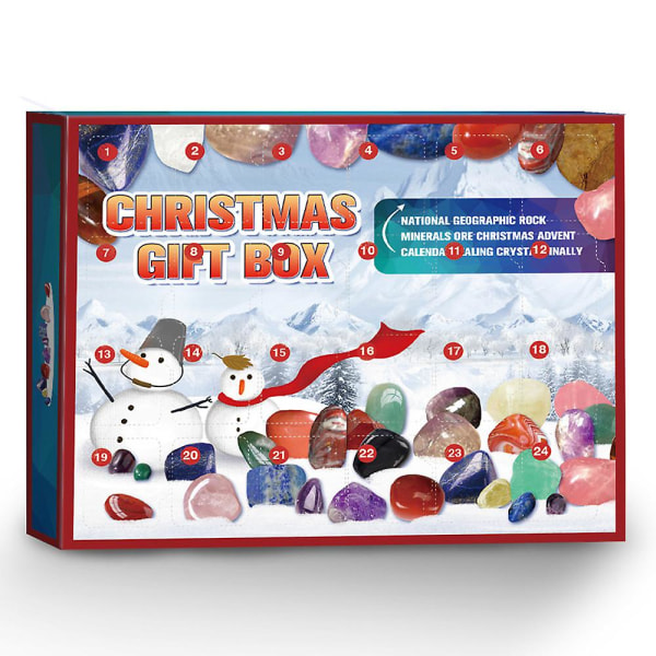 2023 Jul 24 Dage Nedtælling Adventskalender Jul Naturlig Helbredelse Krystal Mineralsten Blind Box Festgaver til børn