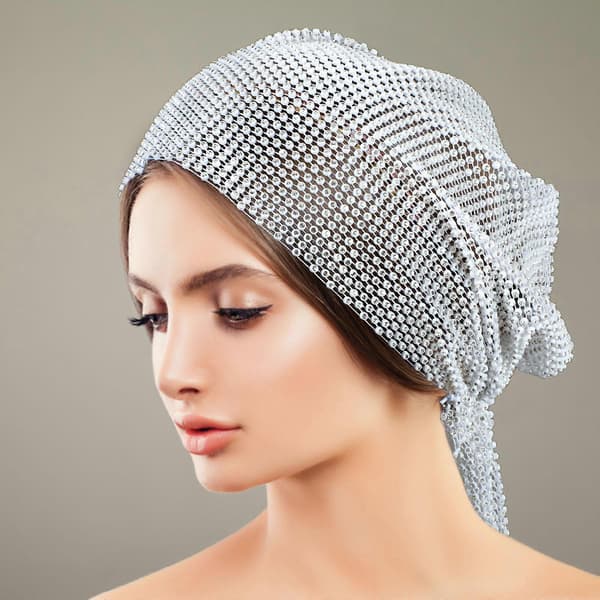 Dam turbanhatt strassmaterial rund form huvudskydd för fester 1-pack