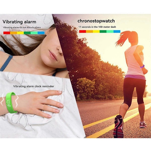 LED Digitalt Smart Armband Vattentätt Smart Klocka Smart Armband med Kroppstemperaturmätare, Vibra