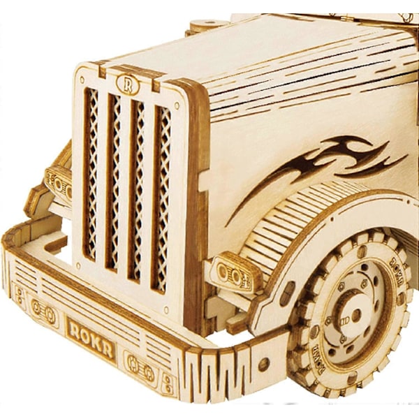 DIY 3D Træpuslespil Model Kit - Lastbil 1:40 Skala Model, Laserskåret Træpuslespil Håndværkssæt, Hjernevrider (MC502A) Lastbil -