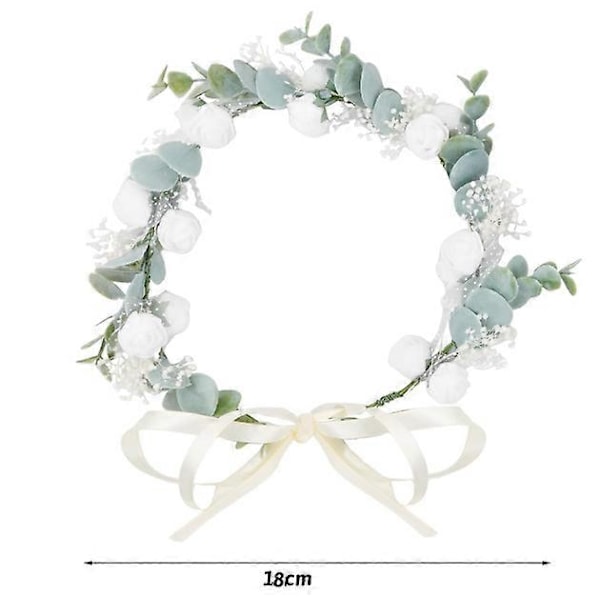 Blomsterpige Hårbøjle, Justerbar Hårbøjle til Første Kommunion og Bryllup - Blomsterhårtilbehør til Piger 17cm