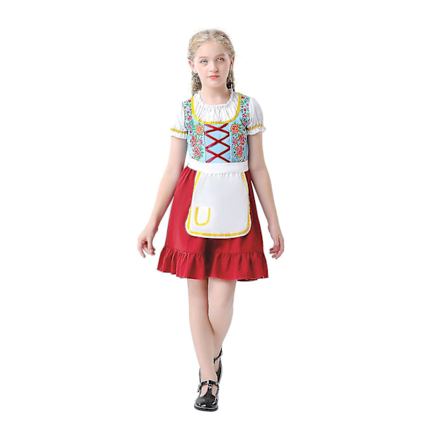 Rask levering Dame tysk Oktoberfest Bavarian Beer Wench Costume Maid Festival Party Red  White M