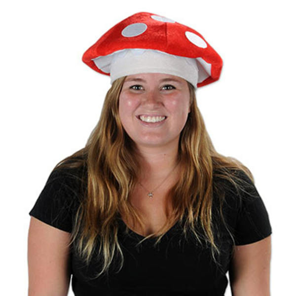 Unisex kvinner Menn Halloween Prop Voksen Spotted Mushroom Plush Novelty Hat