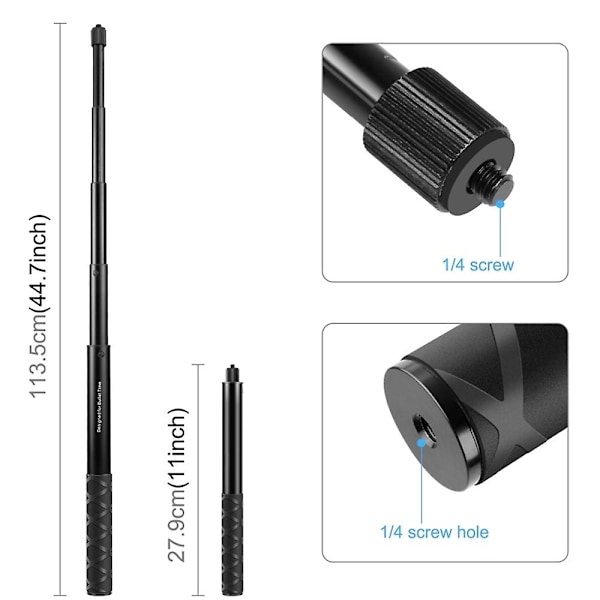 PULUZ Midjebelte Feste Stropp + Justerbar Selfie Stick Erstatning for GoPro Hero 11/10/9/8/OSMO Poc