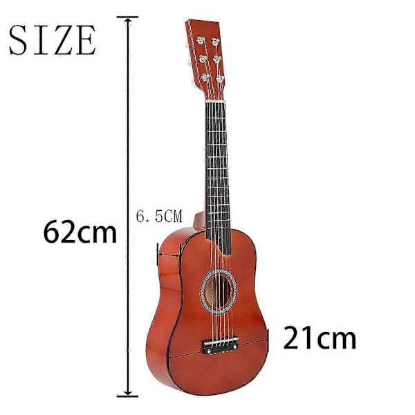 25-tums Mini Liten Gitarr Lindträ 6 Strängar Akustisk Gitarr med Plektrum Strängar för Nybörjare Barn Present