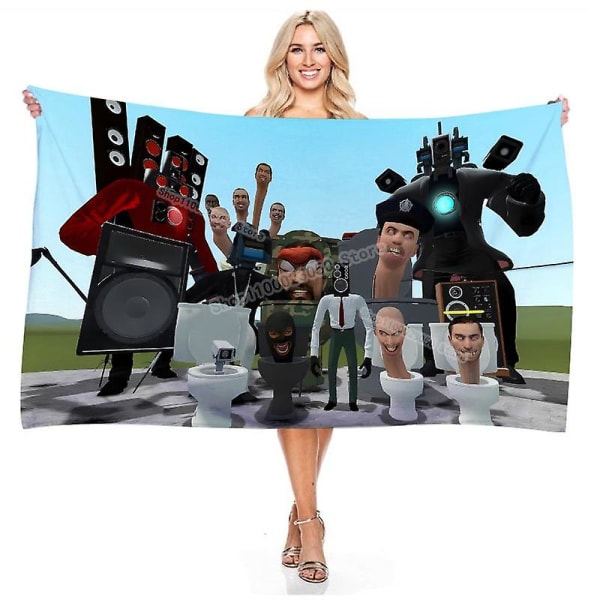 Skibidi WC kylpytakki Animegame mikrokuituliina kylpypyyhe Sarjakuva printed kylpytakki Talvikylpyhuone Rantakylpylä kylpypyyhe Lahja Skibidi Toilet-3 Size 70x140cm