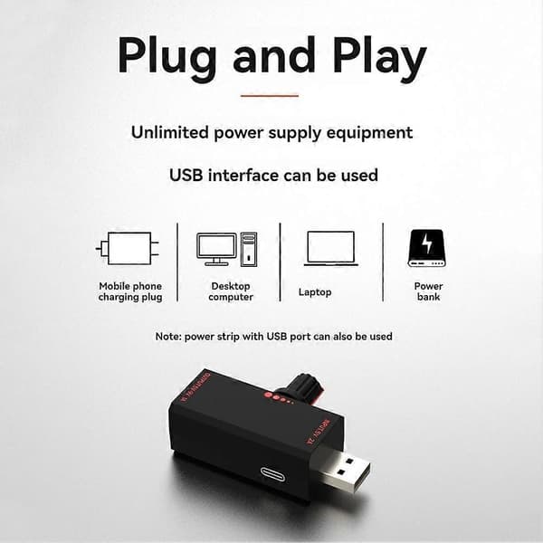 5W 5V Ventilator Hastighedsregulator Induktionshastighedsregulator med Afbryderbeskyttelse USB-interface Bærbar Telefonkøling Black