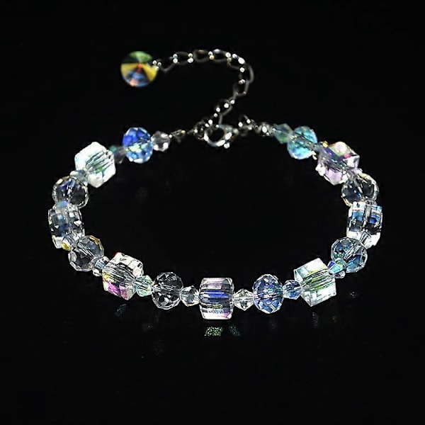 Mote Nordlys Krystaller Armbånd For Kvinner Luksus Justerbart Perlearmbånd Jenter Fest Smykker Gaver, sett med 2 stk