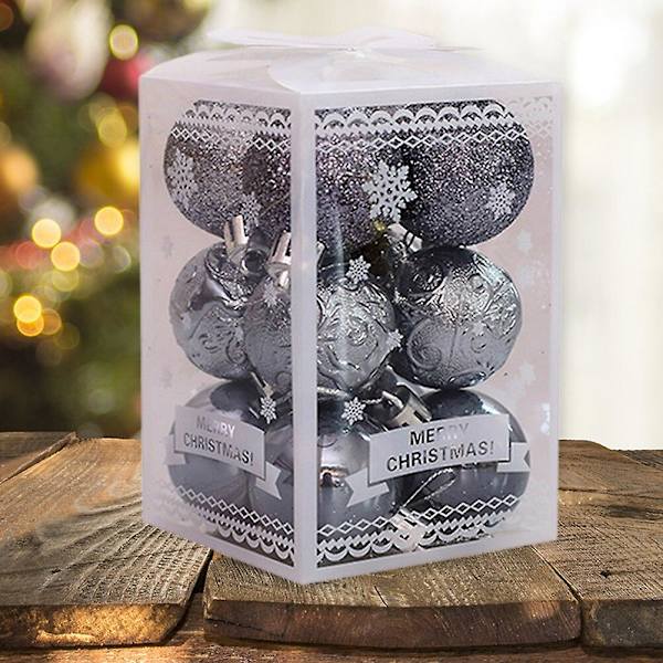 12st/ set Julkulor Julgransdekorationer Utomhusatmosfär För Hem Julklappsboll