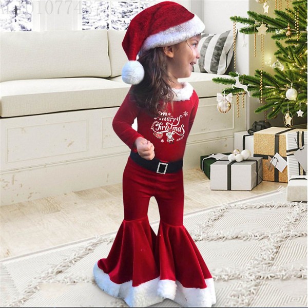 Jul Gutter Jenter Julenisse Cosplay Kostymer Merry Christmas 6-7Y