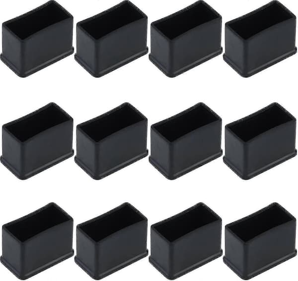 12-pack 15 x 30 mm Svarta Rektangulära Gummifilt Bords- eller Stolsbensskydd