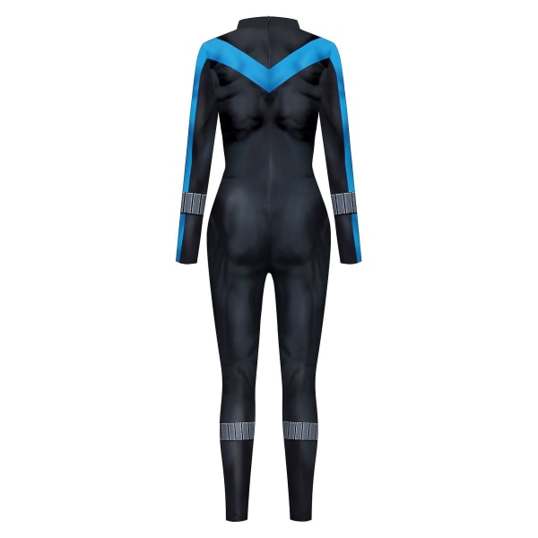 Superhjälte Nightwing Män Cosplay Zentai Body Dick Grayson Jumpsuit Kostym Halloweenfest Cosplay Catsuit Spandex XL