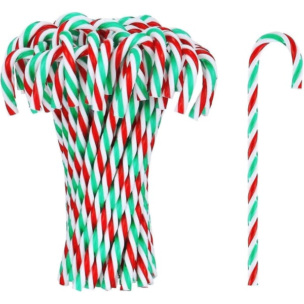 24 stk Juleplast Candy Cane Juletrehengende ornamenter Juletrepynt til juleferie Nyttårsaften Hjemmeinnredning Festgave