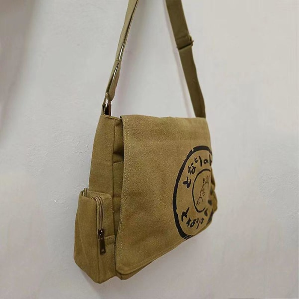 Totoro Messenger-väska i canvas för kvinnor för damer Army Green