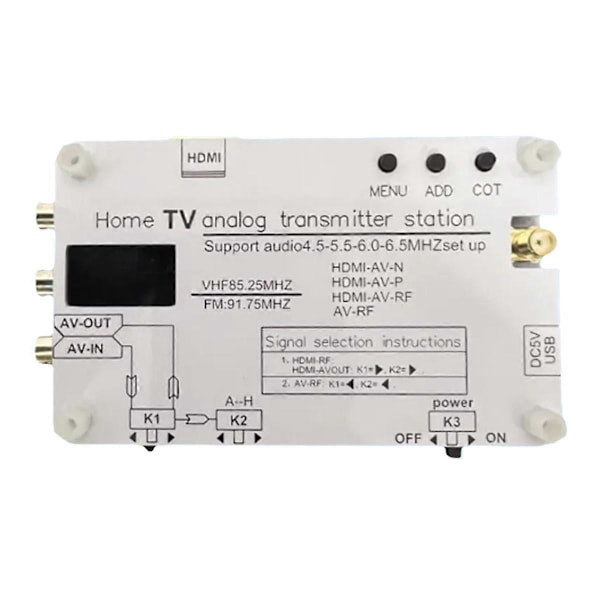 UHF Trådløs Video Analog TV Flerkanals Justerbar TV Signal Sender AV til RF TV Overføring