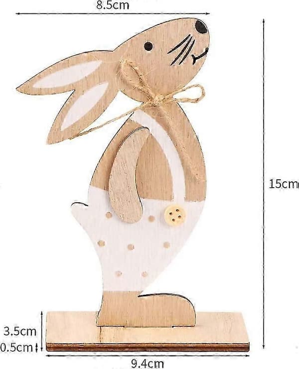 Påskepynt, Påskeharepynt, 3 stk. Påskeharer i tre, Påskepynt