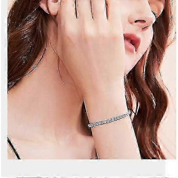 Damearmbånd, Sterling Sølv Tennisarmbånd Krystal Slider Damearmbånd Funklende Diamant Zirconia Justerbart Armbånd Julegave
