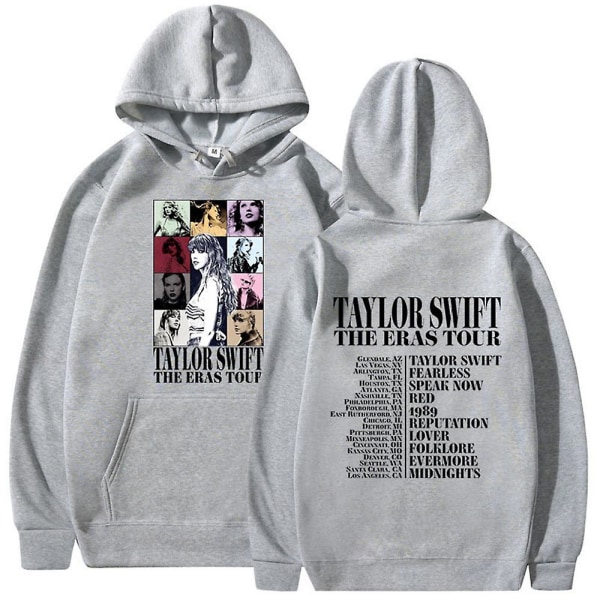 Taylor Swift The Best Tour Fans Luvtröja Printed Hooded Sweatshirt Pullover Jumper Toppar För Vuxna Kollektion Present Grey 2XL
