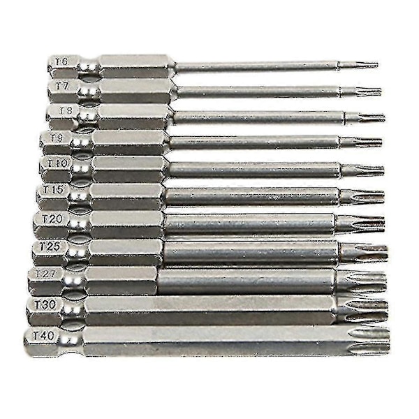 11 stk. 75 mm Hull 1/4 tommers Sekskantet Skaft Torx Elektrisk Skrutrekker Bits Verktøysett Jikaix