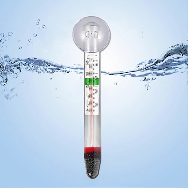 Sänkbar akvarietermometer med sugpropp - Noggrann vattentemperaturmätare i glas för akvarium