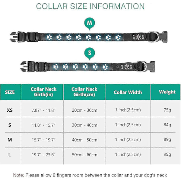 Uppgraderat LED Hundhalsband, Extra Ljust USB Uppladdningsbart [7 Lägen] Lysande Hundhalsband, Läder Och Nylon, Väderbeständigt, Gör Din Hund Synlig Och Säker