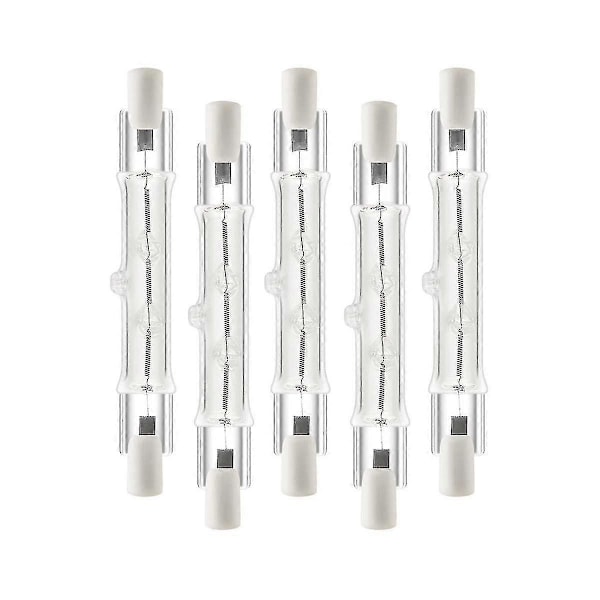 5-pakning R7s 118mm 300w 230v, r7s Halogen Lineær Lyspære, Dimbar Halogenlampe For Byggeplass Høy kvalitet -X