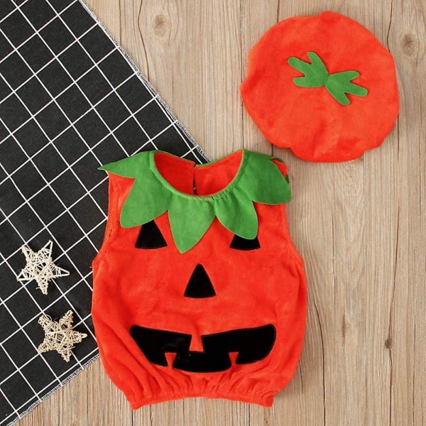 Barn Halloween kostym Pumpa Fancy Dress Cosplay Fest Kostym Kläder med hatt för baby flickor 0 3 Months