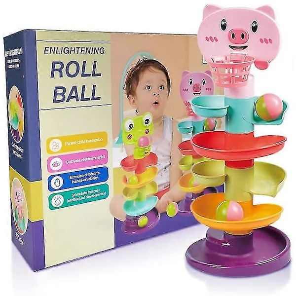 5-lags Kuglebane og Rulle Tårn Baby Legetøj Til 1 År Gamle. Tidlig Udvikling for Småbørn