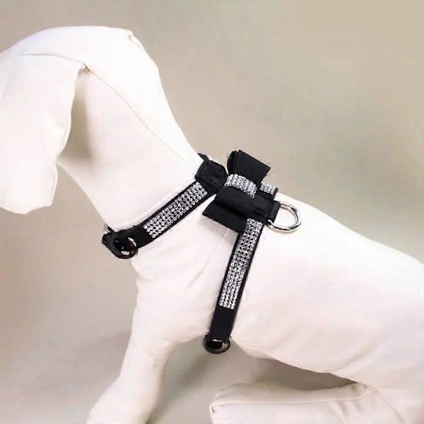 Bling Rhinestone Sløjfe Læder Hundesnor Halsbånd Kæledyr Hund Hvalp Fører Snor Sele Gå Brystrem Kæledyr Fører Snor