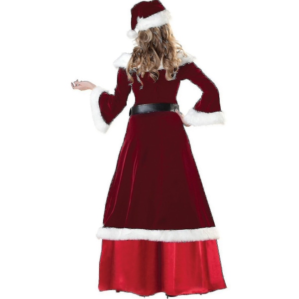 Hurtig levering Nye Dame Retro Style Julekostumer Fru Julemand Kostume Dame Julefest Fancy Long V M