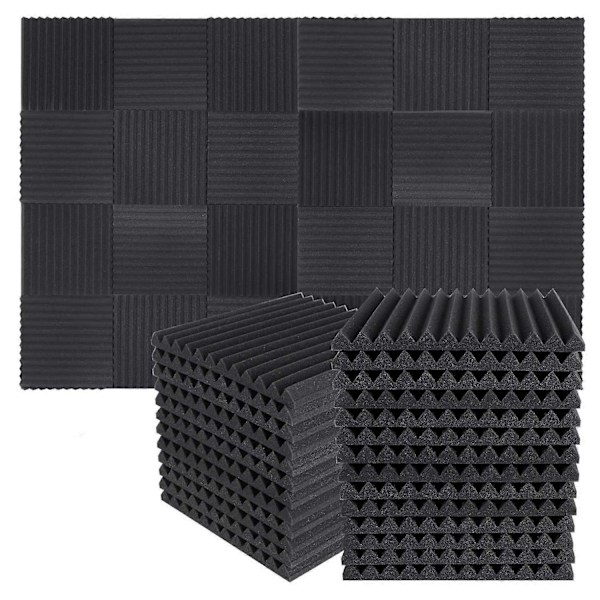 50 st Akustiska Ljudisolerande Skumpaneler Ljudabsorberande Paneler Kil för Studio Väggar Tak, 1X12X12 Tum