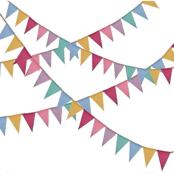 Crislove Vimpelgirlang, 4-pack 5m Flerfärgad Triangel Flaggor, 15 Färger Varje Banner, Linneimitation Vimpel För Födelsedagsfest Bröllopsdekoration Indo