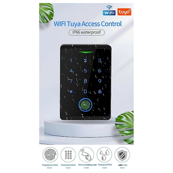 Tuya APP Dörrlås IP66 Vattentät Nyckellös Biometrisk WIFI Åtkomstkontroll Fristående Knappsats Fingeravtryck