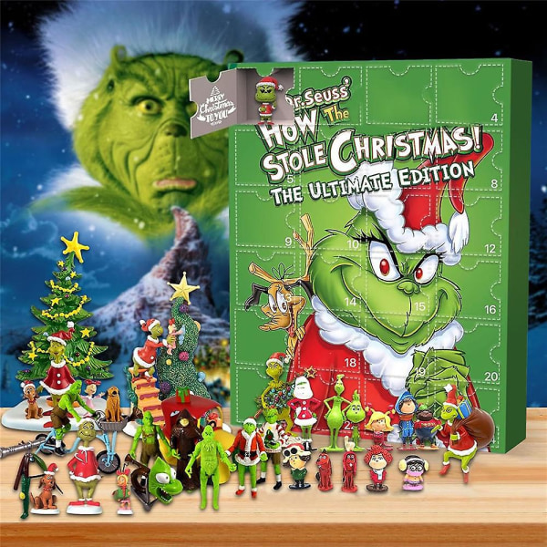 Jule-adventskalender 2023 How The Grinch Stole Christmas Figures Statue Lekesett 24 Days Xmas Countdown-kalendere Blindboks Barnegave
