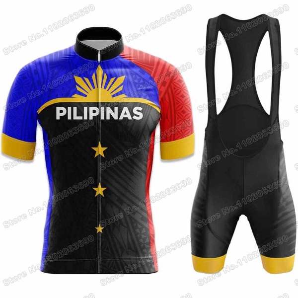 2023 Filippinerne Cykeltrøje Sæt Sommer Pilipinas Cykeltøj Mænd Road Bike Shirt Suit Cykel Bib Shorts MTB Sportswear 4 L