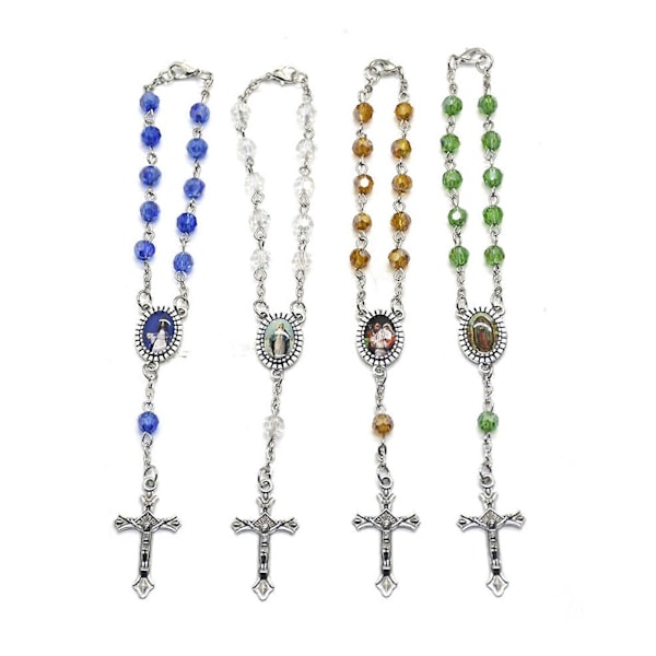 Krystal Kors Charm Armbånd Perler Kæde Armbånd til Kvinder Kommunionssmykker