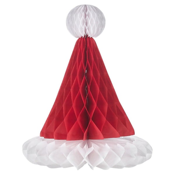 Julen Honeycomb Papir Hengende Dekorasjoner Folde Papir Lanterne Party Honeycomb Hengende Anheng Ornamenter Xmas Tree Rekvisitter Christmas Hat 2PCS