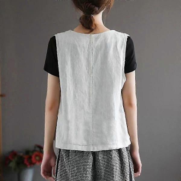 \"Dame Linned Vest Casual Ærmeløs Cardigans Jakke Løs Og Tynd Casual Vest Top Teal Vest til Kvinder\"
