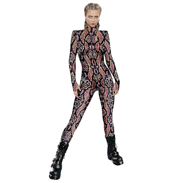 Kvinder Jumpsuit Til Halloween Party 3d Snake Print Bodysuits Cosplay Print Costume Stretch Skinny Catsuit Overall S