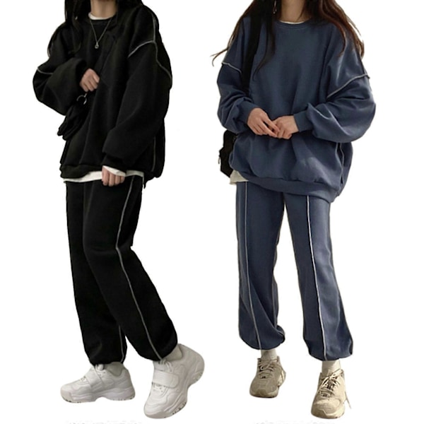 2023 Tvådelade Set Vinter Höst Lounge Set för Kvinnor Sweatpant Joggers Set Casual Huvtröjor Träningsdräkt Mjukisdress Khaki XL