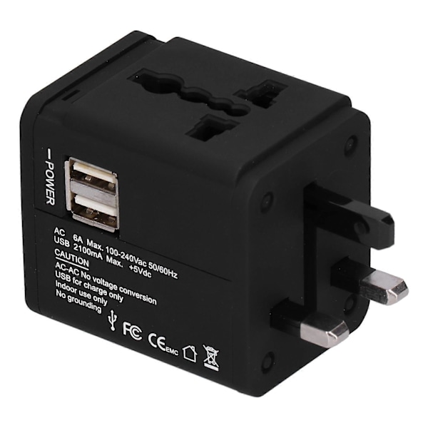 Maailmanlaajuinen matkasovitin älykäs tehonmuunnin pistoke UK EU US JP AU CN USB-portti 100?240V musta