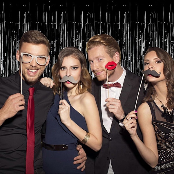 Regn Streamer Partydekoration, Plastmaterial, Svart Färg, Storlek 200cm x 100cm