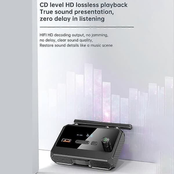 Bluetooth 5.3 lydsender mottaker 3,5 mm RCA optisk koaksial USB-stasjon U Disk stereo musikk trådløs dongle