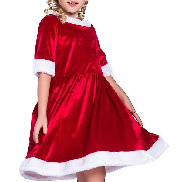 Liten jente Lille rød julekjole Festlig antrekk Høy kvalitet L