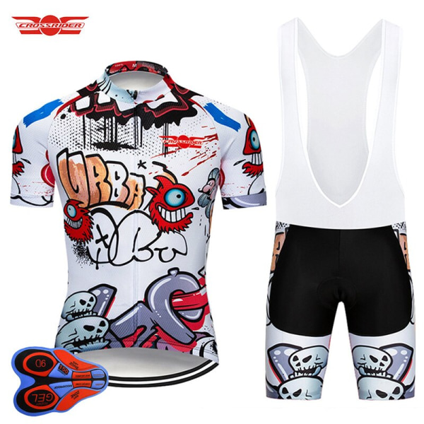 2023 Funny PRO Cykeltrøje 9D Gel Bike Shorts Suit MTB Uniform Ropa Ciclismo Herre sommercykeltøj Maillot Culotte White L