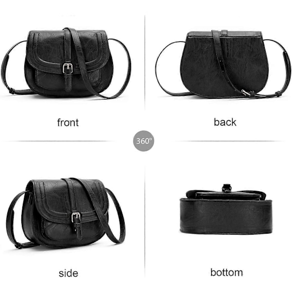 Crossbody-väska för damer, liten handväska dam crossbody, retro axelväskor svart