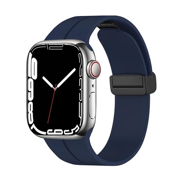 Magnetisk stropp for Apple Watch Ultra Band 49 mm 45 mm 41 mm 44 mm 40 mm 42 mm 38 mm Silikon Correa-armbånd Iwatch Series 8 Se 7 6 5 4 Midnight Blue 42mm 44mm 45mm 49mm