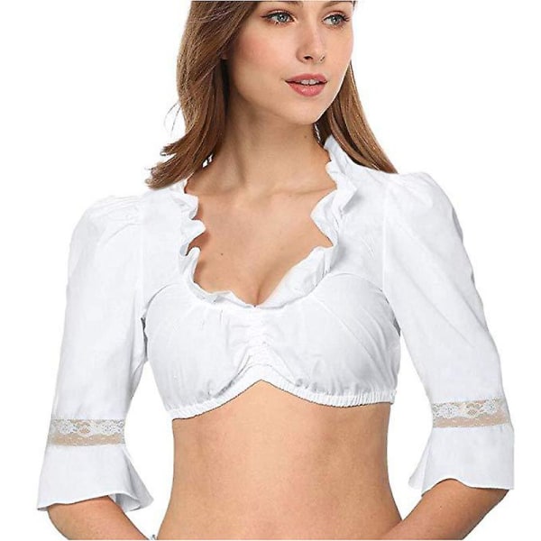 Karneval Oktoberfest Kostume Traditionel Beerfest Dirndl Crop Top Sort Hvid Cosplay Fancy festkjole 2015900 S